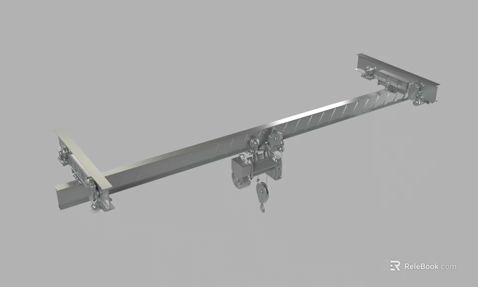 Long Heavy Duty Industrial Metal Slide Rail Equipment with Mounting Connectors 3d model 