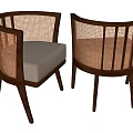 Stylish Rattan Accent Chair with Wooden Frame and Upholstered Seat Modern Design for Home Decor