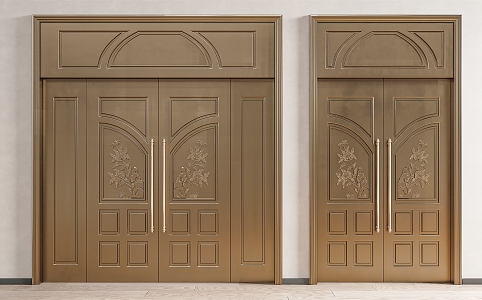 Light Luxury Double Door Villa with Copper Door 3d model