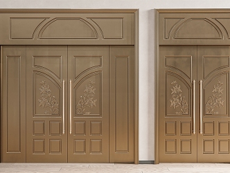 Light Luxury Double Door Villa with Copper Door 3d model