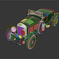 Vintage Green Convertible Car With Retro Design And Classic Details