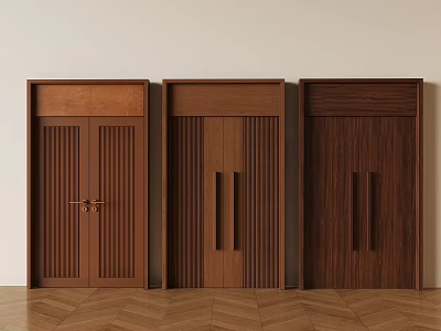 Wooden Double Doors Design With Paneled Details For Modern Home Interior 3d model