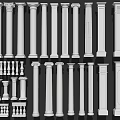 Marble column gypsum column combination 3d model