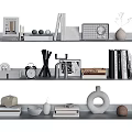 Modern Bookshelf Display With Books Magazines Decorative Clock Sculpture And Vase