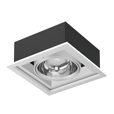 Modern Recessed Downlight Spotlight With Square Black White Frame And Silver Reflective Cup 3d model