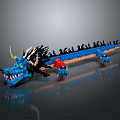 Game Movie Character Blue Dragon Block Style Pixel Design with Detailed Features