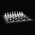 Classic Chess Set With Black And White Pieces On Checkered Board 3d model