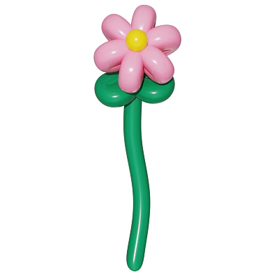 Decorative Ornament Set Featuring Pink Flower With Yellow Center And Green Stem 3d model