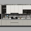 Modern Kitchen Interior Design With White Cabinets Built-in Appliances Marble Countertop And Range Hood