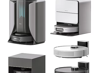 Smart Machines With Modern Design Including Coffee Maker Robot Vacuum And Projector 3d model