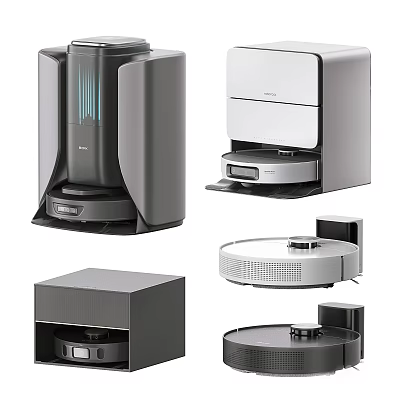 Smart Machines With Modern Design Including Coffee Maker Robot Vacuum And Projector 3d model