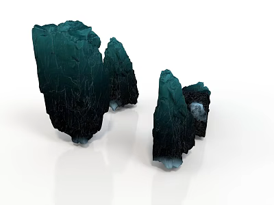 Natural Green Wooden Stone with Irregular Shape and Rough Surface Texture 3d model