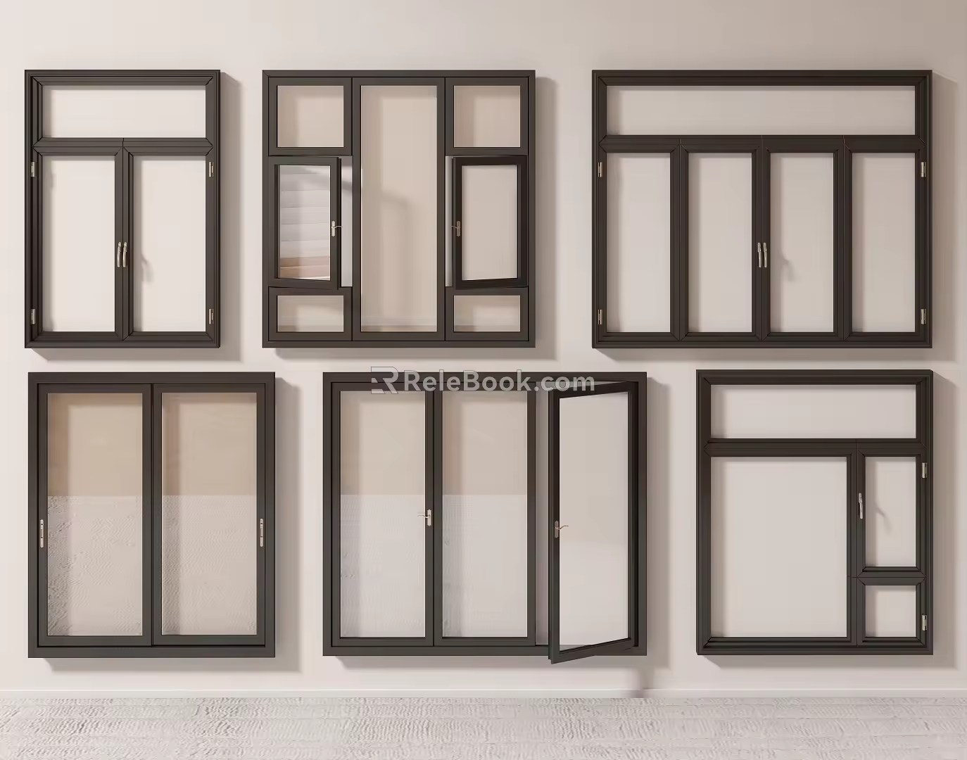 Modern floor-to-ceiling windows aluminum alloy floor-to-ceiling windows window frames casement windows bay windows pair window glass windows toilet windows balcony windows 3d model