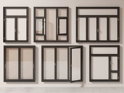 Modern floor-to-ceiling windows aluminum alloy floor-to-ceiling windows window frames casement windows bay windows pair window glass windows toilet windows balcony windows 3d model