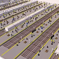 Road Facilities Featuring Multiple Tracks Platforms Pedestrian Walkways And Streetlights 3d model
