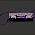 Stylish Light Colored Floral Handbag with Purple Handles and Shoulder Strap