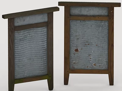 Vintage Wooden Framed Decorative Panels With Corrugated Glass Details 3d model