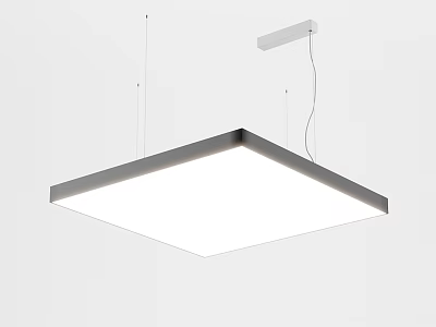 Modern Square Pendant Light With White Panel And Metal Frame Hanging Design 3d model