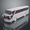 White Passenger Bus With Large Windows Brown Seats And Reflective Surface 3d model