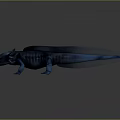 Blue Aquatic Creature With Smooth Skin Fins And Claws On Gray Background