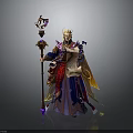 Fantasy Character In Elaborate Purple Red Attire Holding Ornate Staff And Scroll