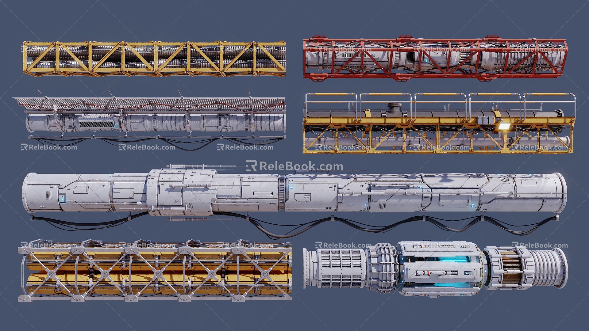 Sci-fi Cable Duct Component Module Props Ornaments Cyberpunk 3d model