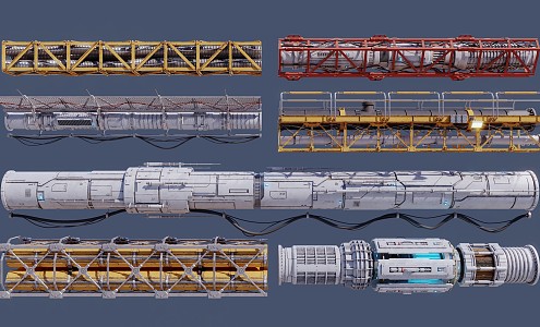 Sci-fi Cable Duct Component Module Props Ornaments Cyberpunk 3d model