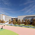 Modern School Primary School Architecture 3d model