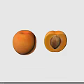 Fresh Whole Apricot and Halved with Visible Seed on Light Background