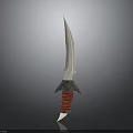 Decorative Fantasy Knife With White Sharp Blade And Red Wrapped Handle