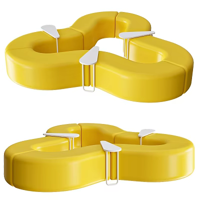 Yellow Irregular Shaped Sofa With White Armrests Modern Living Room Furniture Design 3d model