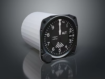 Home Decorative Altimeter Gauge With Black Dial White Pointer And Numbered Scale 3d model