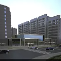 Modern Residential Building Complex With Community Center And Landscaping In Evening Light
