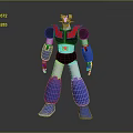 Mech Robot Character With Blue Black Red Silver Mechanical Body And Armored Limbs
