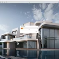 Modern Detached Villa With Unique Exterior Large Glass Windows And Swimming Pool