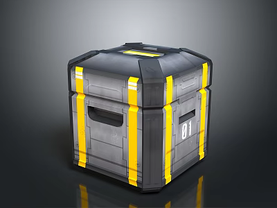 Durable Gray Storage Box With Yellow Stripes Number 01 For Household Organizing 3d model