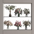 Assorted Flower Bouquets In Decorative Vases On Home Display Shelves