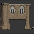 Classical Ancient Stone Architecture With Two Arched Windows And Pillar Supports