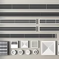 Multiple Types Of Air Conditioner Vents With Diverse Grille Designs And Shapes