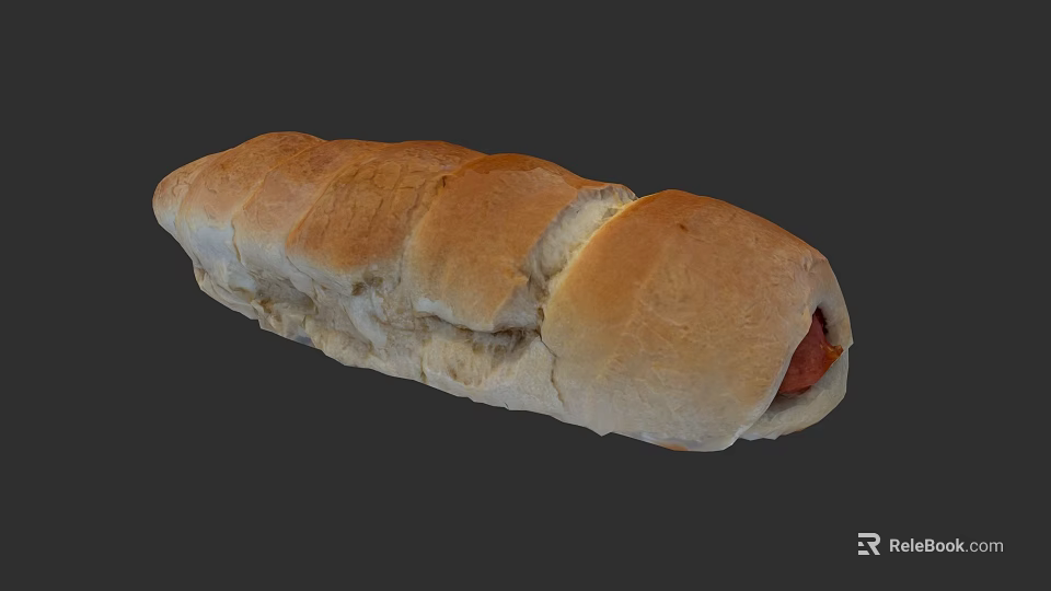 Delicious Hot Dog With Grilled Bread Roll And Juicy Sausage Filling 3d model 