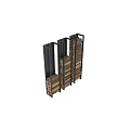 Modern Stone Wood Decorative Structure With Stacked Logs And Metal Frames 3d model