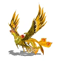 Golden Phoenix Spreading Wings with Gorgeous Feathers and Red Accents