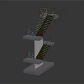 Modern Multi level Geometric Staircase Design With Metal Railings And White Platforms