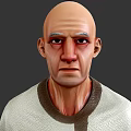 Bald Man Wearing Light Shirt With Dark Collar On Grey Background