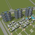 Modern Urban Residential Development With Tall Buildings Low Rise Structures Green Spaces And Water Pond