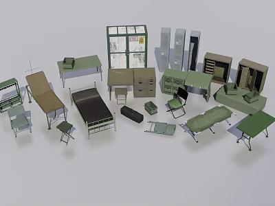 Green Medical Dining Chairs With Metal Frame Fabric Seats And Healthcare Tables 3d model