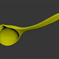 Ceramic Spoon With Pink And White Color Smooth Handle On Dark Reflective Background