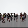 Group of Children and Adult Standing Together With Different Poses And Actions