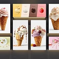 Vibrant Ice Cream Cone Collage Wall Art Featuring Various Flavors And Decorative Toppings