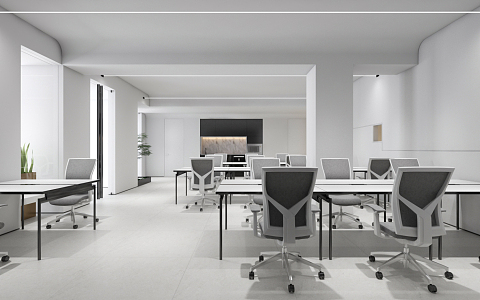 Modern public office area black and white gray simple office area 3d model